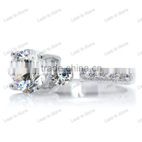New 925 Silver cz Three Stone Ring ,engagement Ring Set photo-2