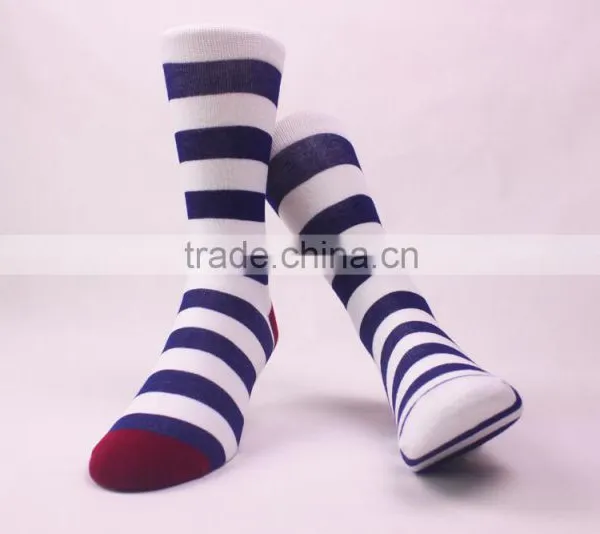 Colorful Thin Stripe Combed Cotton Knitting In Stock Dress Socks Quality Choice photo-5
