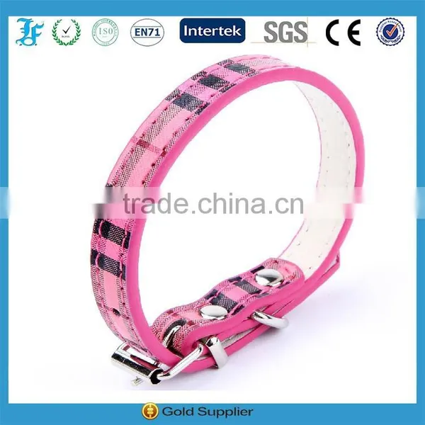 Adjustable Leather Neck Buckle Grid Stylish Pet Dog Cat Puppy Collar Leash photo-6