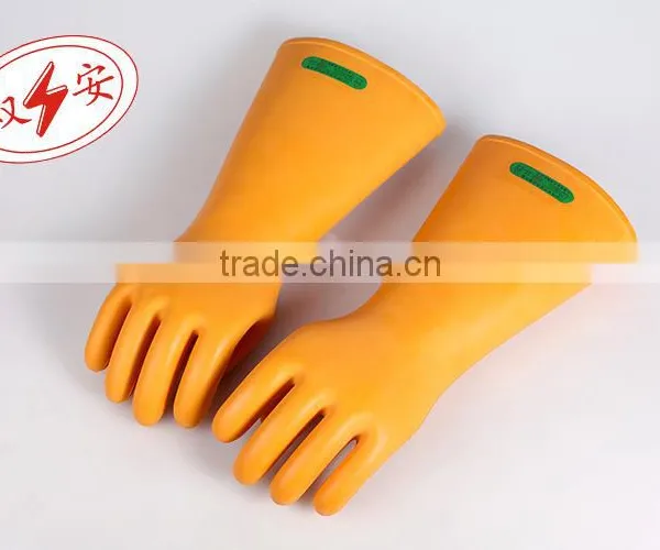 Yellow Color Anti Electrical 35kv High Voltage Insulating Long Rubber Gloves photo-4