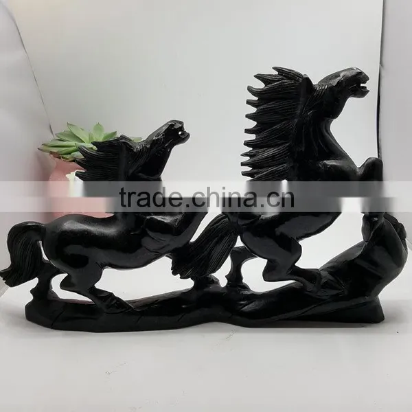 Obsidian Horse Sculpture Animal Carvings