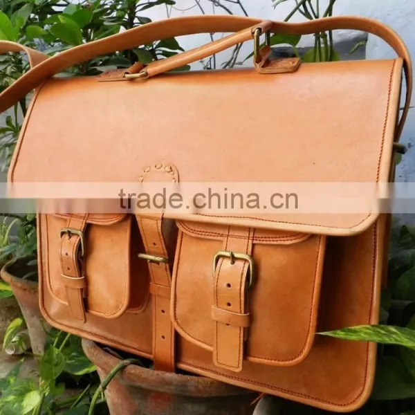 Hand Made Leather Cross Body Messenger Bag/genuine Leather Office Bags photo-2