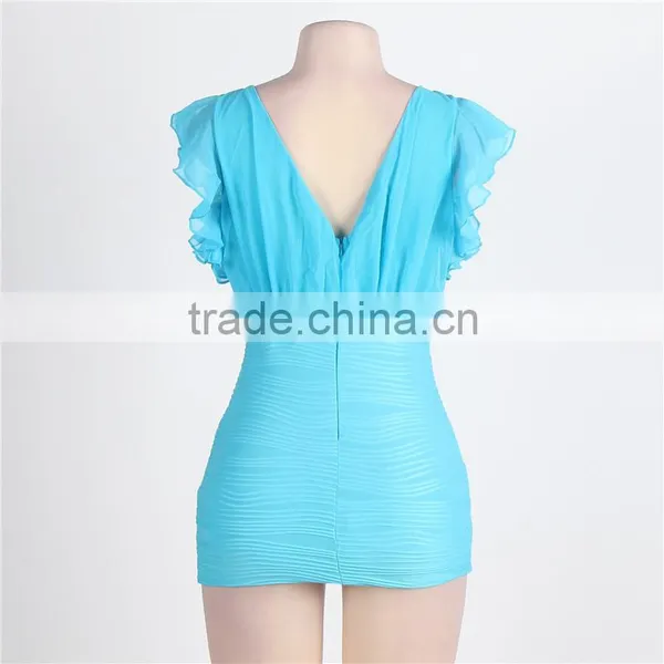 Best Design Ruffle Chiffon Top Dress Sexy Girl Dress Korean Sexy Club Dress photo-6