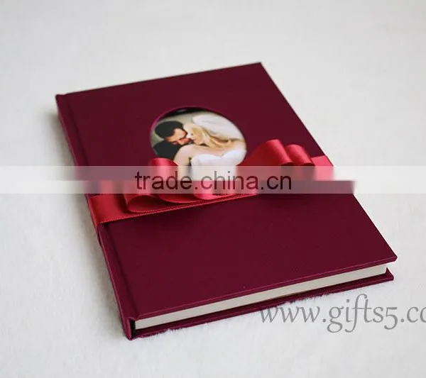 Custom Handmade Luxury Dark Fuchsia Wedding Guest Book With You Own Photo photo-4