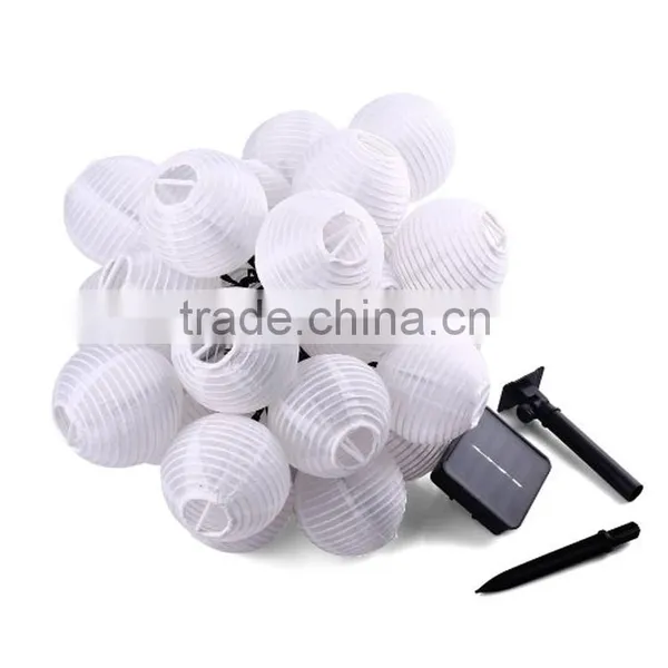 Solar String Lights Outdoor 15.7ft 20 LED Warm White Fabric Lantern Christmas Globle Lights photo-5