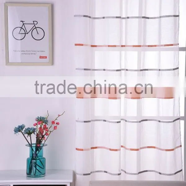 Factory Price Free Sample Simple Design Printing Embroidery Sheer Voile Curtain Fabric