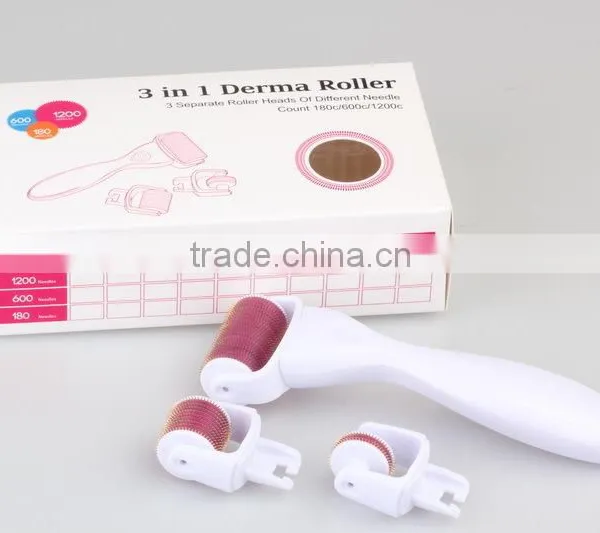 2015 Latest 3 IN 1 Derma Roller With 3 Separate Roller Heads of Different Needle Count 180/600/1200pins Guangzhou photo-2