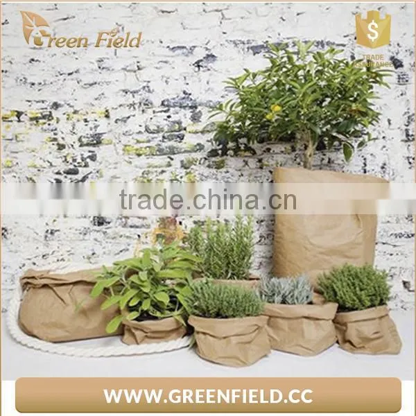 Green Field Washable Kraft Paper Storage Bag Waterproof Planter Bag photo-3