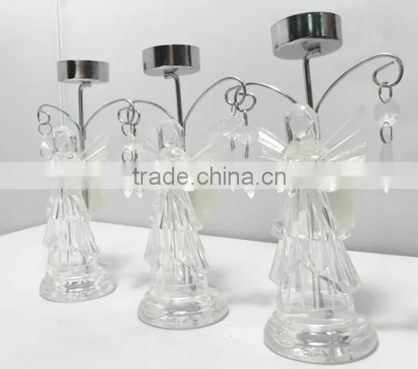 Clear Acrylic Angel With Iron Candle Holders Elegrane Xmas Ornament photo-2