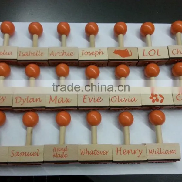 Custom Logo Kids DIY Craft Rubber Wooden Stamp With Ink Pad photo-5