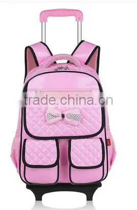 2015 Top Quality Detachable PU Leather School Trolley Backpack for Girls photo-4