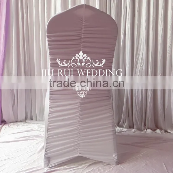 White Universal Ruched at Back Spandex Chair Cover Pleated Lycra Chair Cover for Wedding Decor photo-2