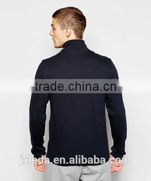 Custom Cheap High Quality Your Own Brand Zip up Casual Sports Black Sweatshirt Without Hood photo-2