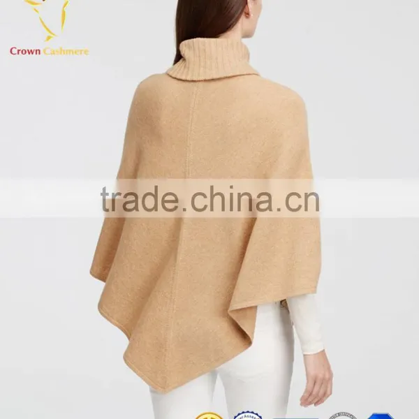 Turtleneck Cashmere Poncho 100% Cashmere Poncho Pullover Wrap photo-2