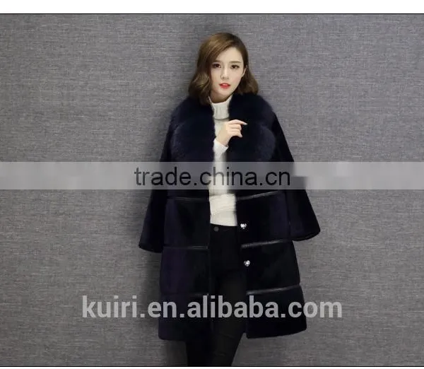 Women's Long Design Suit Collar Turn-down Collar Trench Cashmere Overcoat Fur One Piece Sheep Shearing Wool Outerwear photo-3