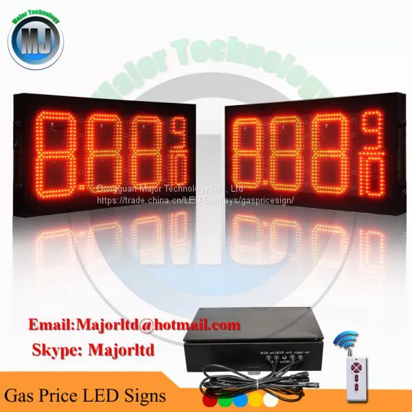 High Brightness 10inch Red Outdoor Waterproof Remote Control LED Gas Price Sign