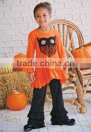 Wholesale Flower Embroidery Halloween Kids Outfits photo-6