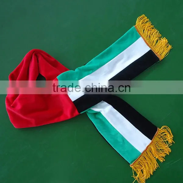 Cotton/TC/polyester Velvet Soft With Fringe Sports Olympic National Flag Scarf photo-2