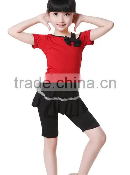 Child Kids Latin Salsa Dance Suit Short Sleeve Dance Costumes For Girls photo-2