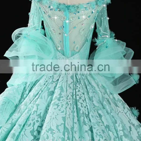 Estido De Novia 2018 Luxury Blue Wedding Dress With Flowers Through Back Bridal Gowns Robe Mariage Cap Sleeve Wedding Dress F143 photo-5