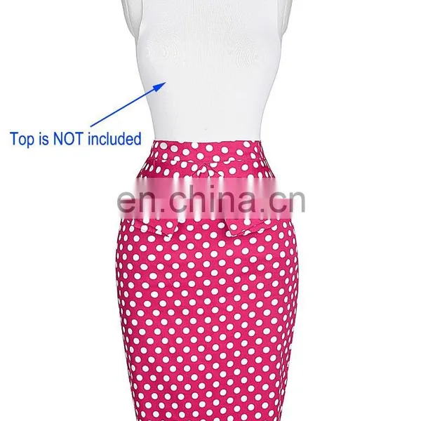 Grace Karin Occident Women Hips Wrapped Short Cotton Pencil Vintage Polka Dots Skirt CL008928-3 photo-4