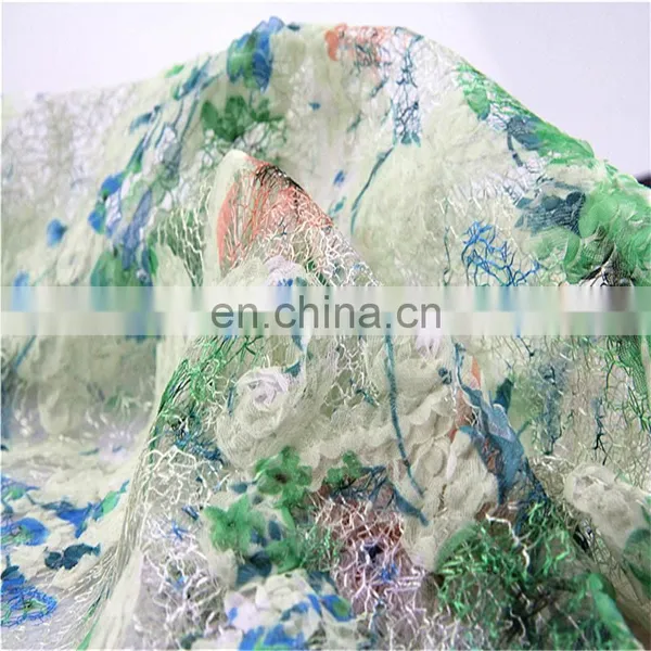 2017 Top Selling French 3D Flower Digital Printed Lace Fabric photo-3