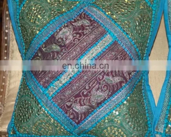Sequins Patches Cushion Cover,Khambria Cushion Cover, Chikan Work Cushion Cover photo-3
