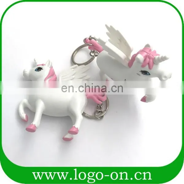 Newest LED Sound Plastic Unicorn Keychain photo-4