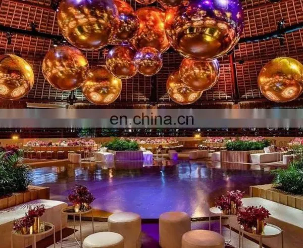 Hot Selling Night Club Ceiling Decoration Golden Silver Air Balloon Reflective Inflatable Mirror Ball photo-3