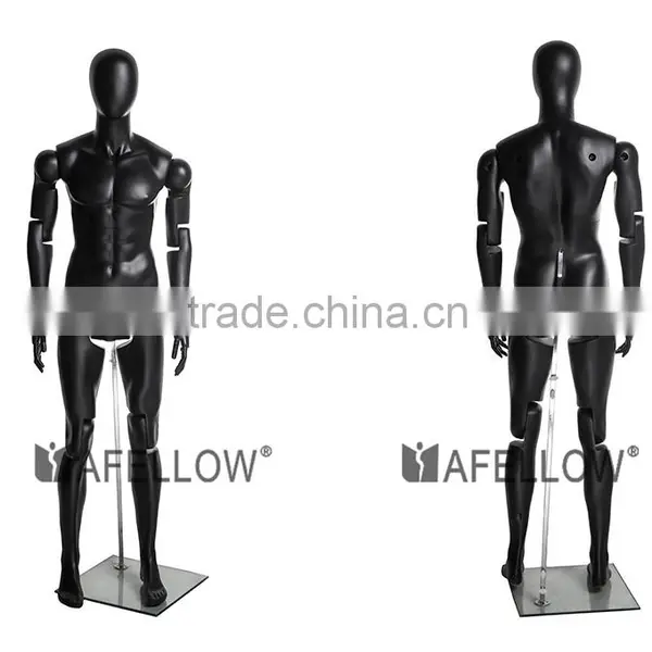 Abstract Fiberglass Black Adjustable Movable Male Mannequins Egg Head Mannequin for Window Display MZ-HM01BKEG photo-5