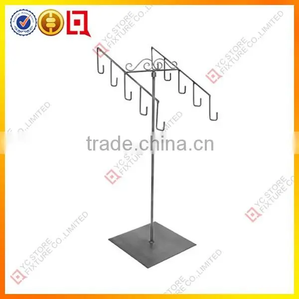 White 2 Tiers and 4-hooks Bag Display Rack photo-2