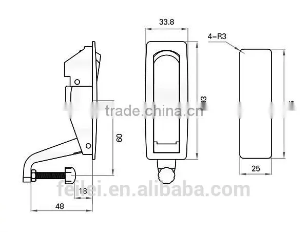 Swing Handle Chrome Plated Metal Plane Lock for Electric Cabinet photo-6
