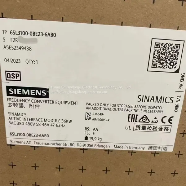6SL3100-0BE23-6AB0 SINAMICS S120 Active Interface Module 36KW active type