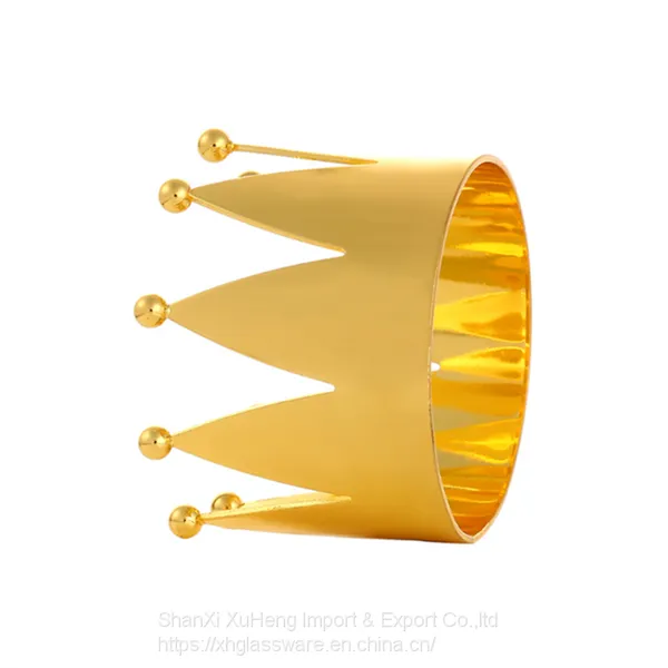 Shiny Gold And Silver Colored Napkin Ring With Crown Shaped photo-5