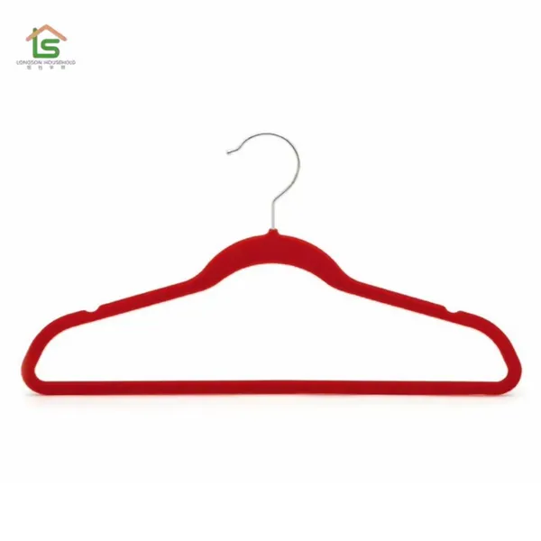 Hot Custom Anti Slip Notched Flocked Hangers Felt Velvet Hanger For Clothing photo-4