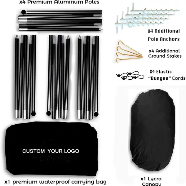 Quality Lycra Nylon Fabric Aluminum Poles- Perfect Sun Shelter Beach Canopy Awning Sunshade Beach Tent With Sandbag photo-2