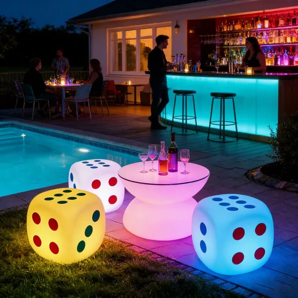 Portable Modern Design Plastic Remote Control Colors Changing Led Illuminated Bar Table Chair Outdoor Event Party Club Furniture photo-2