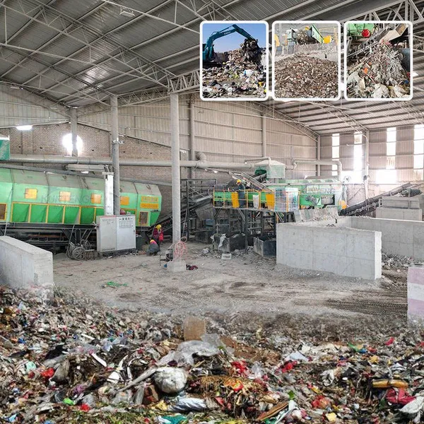Ligne de tri des déchets industriels MSW, installation de recyclage des déchets solides municipaux, système de trieur-séparateur de déchets.