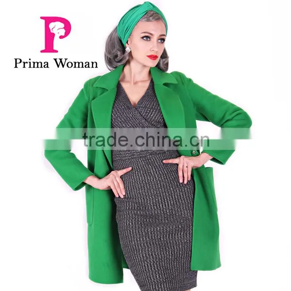 2016 Fashion Spring Wholesale Clothing Medium Length Slim Fit Wool Women Trench Coat photo-2