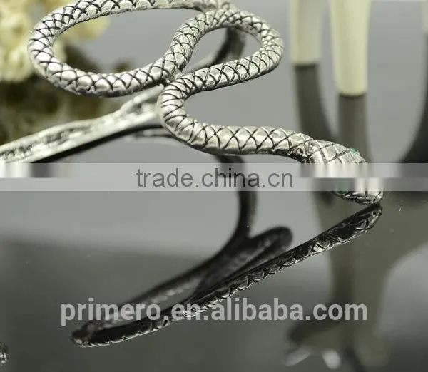 Retro Punk Attractive Curved Stretch Snake Cuff Bangle Serpentine Gold Bracelet photo-4