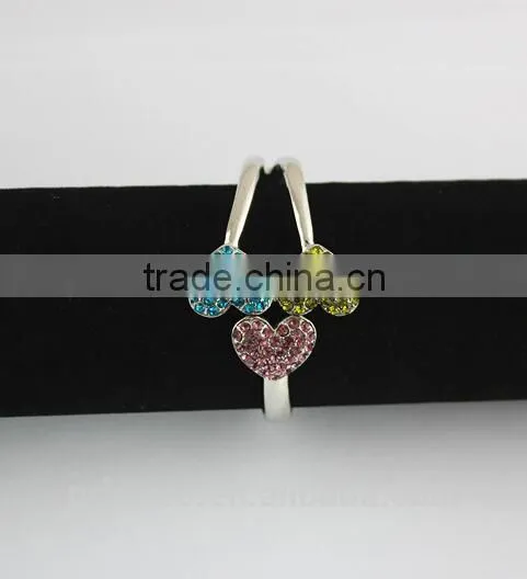 Hot Women Silver Tone 2 Heart Crystal Cuff Bracelet Bangle Fashion Jewelry Gift photo-5