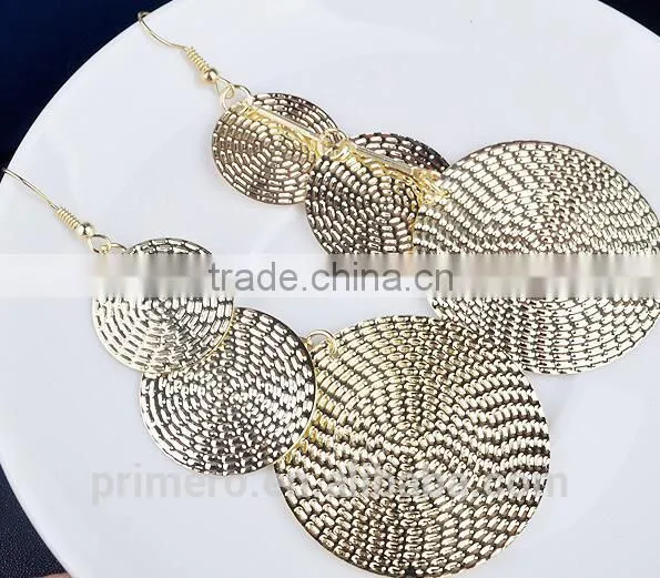 New India Multilayer Disc Fancy Design Women Baroque Gold Earrings photo-4