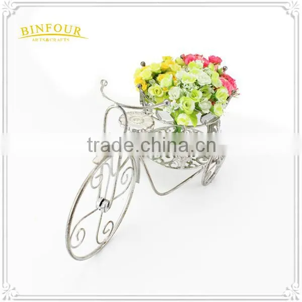 Metal White Round Holder Gardening Flower Pot photo-3