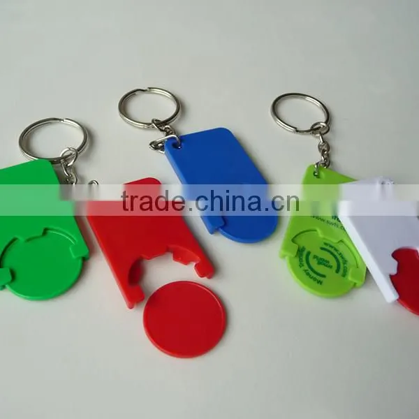 Plastic Shiny Euro Coin Holder Keychain photo-2