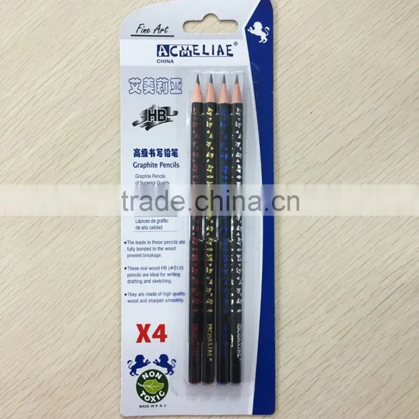 7" Standard Size Round Shape Soft Wood Blister Card HB Pencil With Heat Rolling Logo
