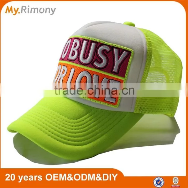 Top Popular Four Color Neon Trucker Cap With Embroidery and Applique photo-2
