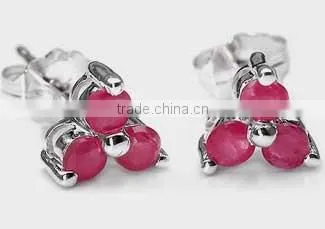 925 Sterling Silver Ruby Earring