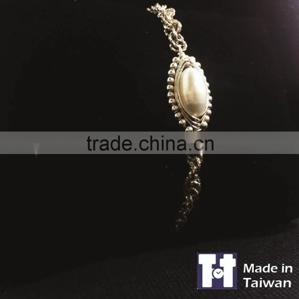 Fashion 925 Spiral Pearl Sterling Silver Bracelet Jewelry Gifts photo-3