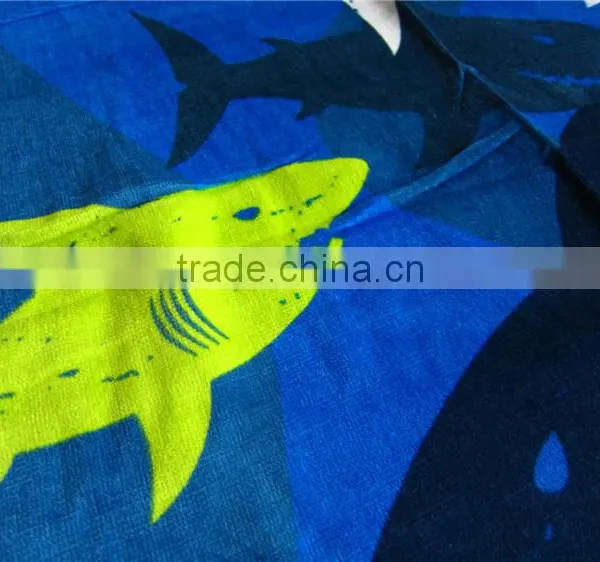 100% Cotton Ocean Blue Shark Printed Beach Towel Blue Ocean Beach Towel photo-5