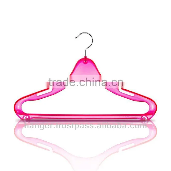 Transparent Candy Pink Plastic Hanger for Boutique Dresses Shop